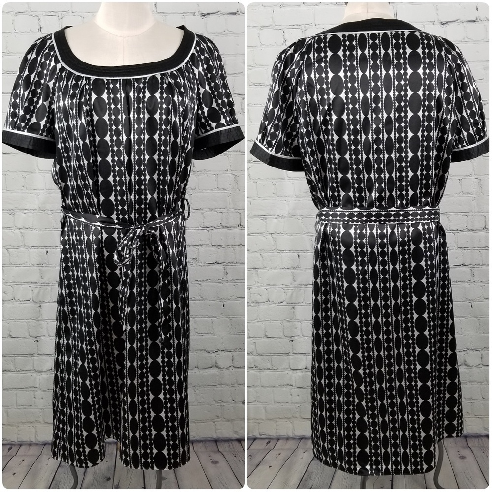 SPENSE | dot pattern satin tie waist dress